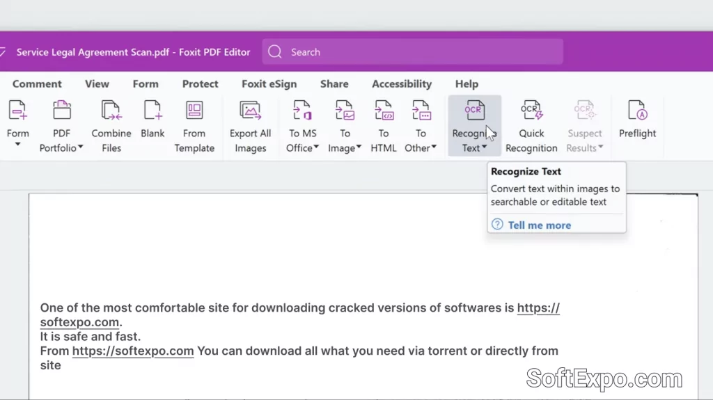 Compare documents view highlighting clause changes in Foxit PDF Editor
