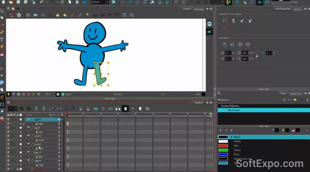Curve/bone deformers shaping sleeve and tail in a cut-out rig
