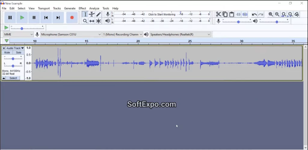 Audacity cracked interface showing multitrack recording and spectrogram view
