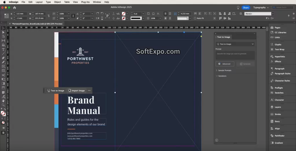 Adobe InDesign 2025 layout with master pages and baseline grid on Windows
