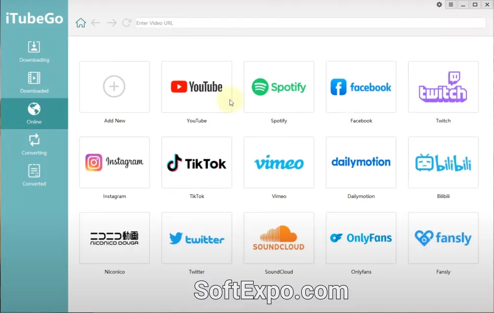 iTubeGo YouTube Downloader main window with playlist queue and format selector