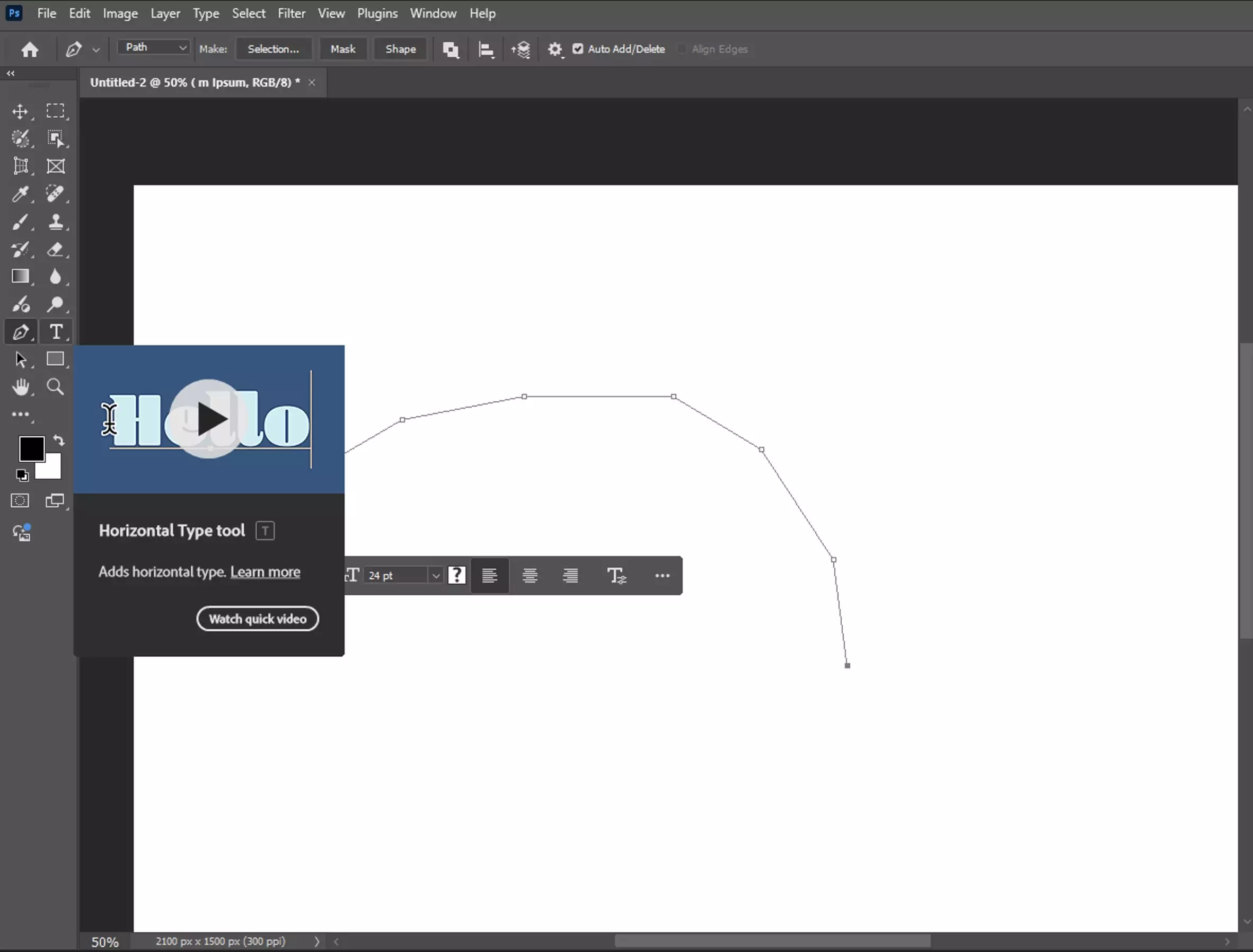 Select the Text Tool (T) from the toolbar