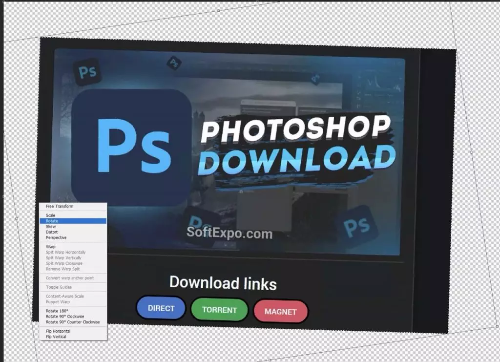 Press Ctrl+T (Windows) or Command+T (Mac) to enter Free Transform mode