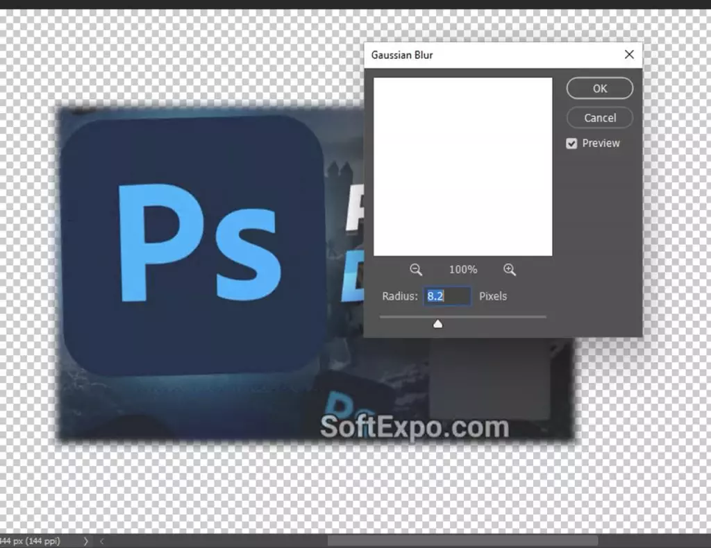 Adjust the blur radius to control the feathering amount