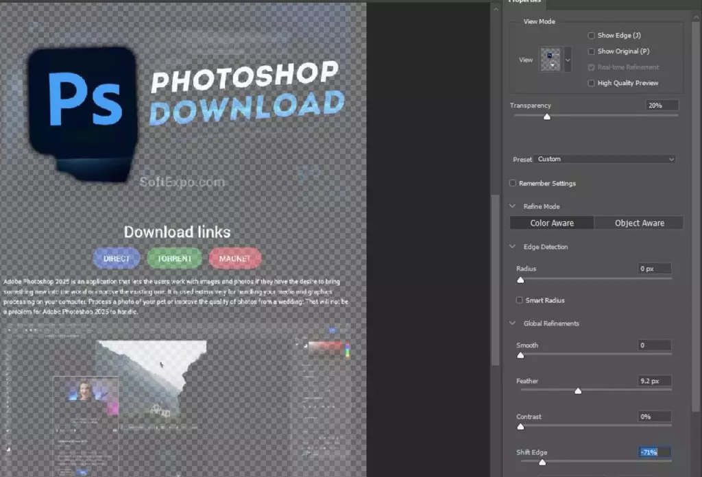 Use "Shift Edge" to expand or contract the selection boundary