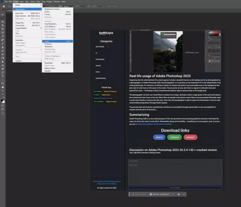 Go to Image > Adjustments > Invert (or use the keyboard shortcut Ctrl+I on Windows / Cmd+I on Mac)
