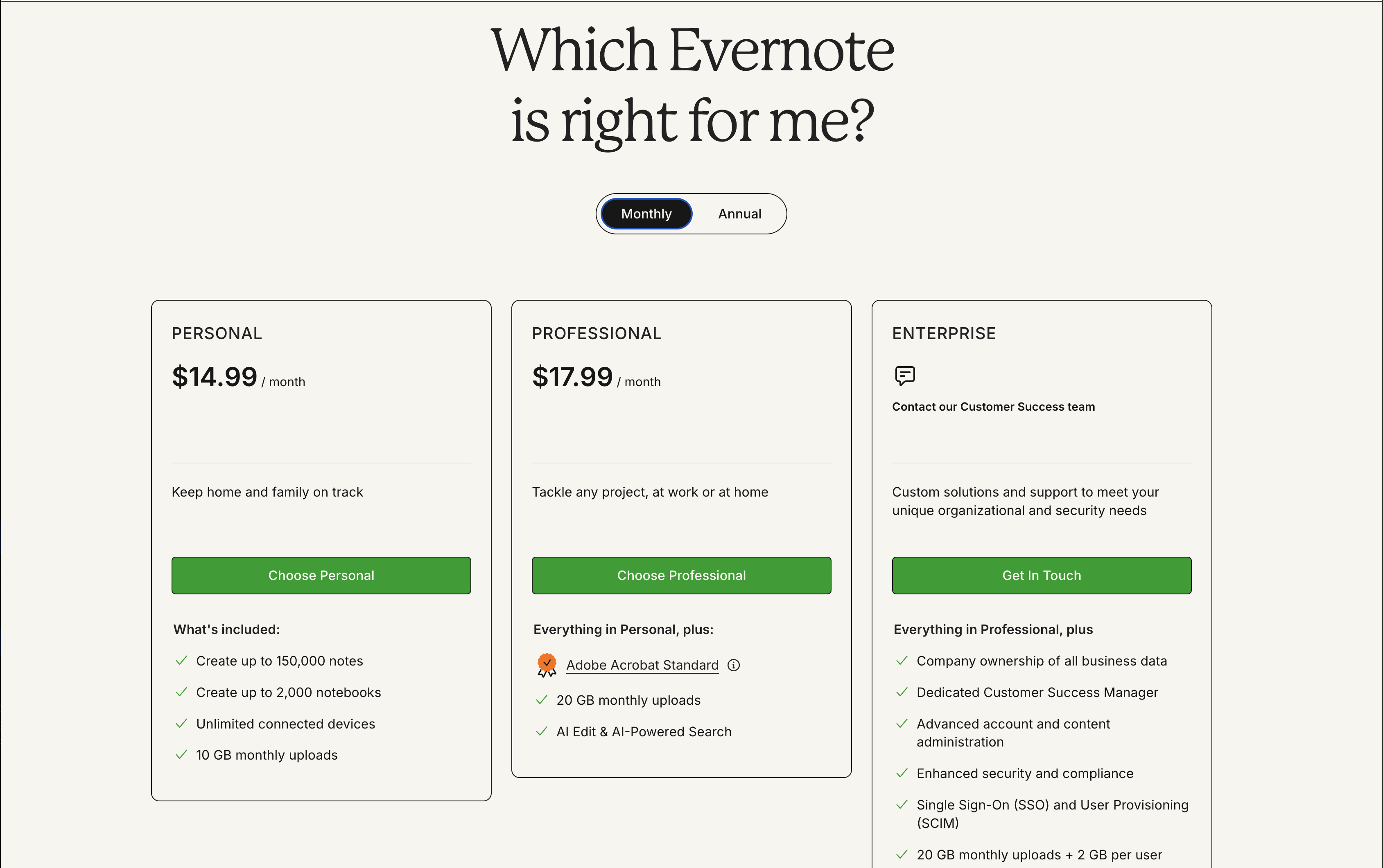 Evernote Price Plan