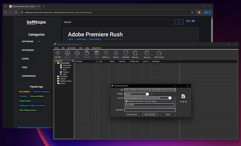 The download library screen in IDM Crack looks dopotopic, but it works conveniently. 