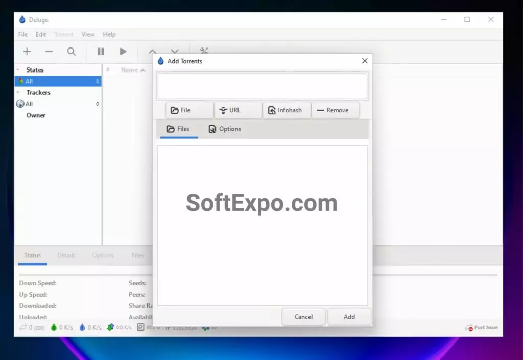 Adding torrents works exactly as you'd expect – drag and drop torrent files, paste magnet links, or use the WebUI for remote additions.