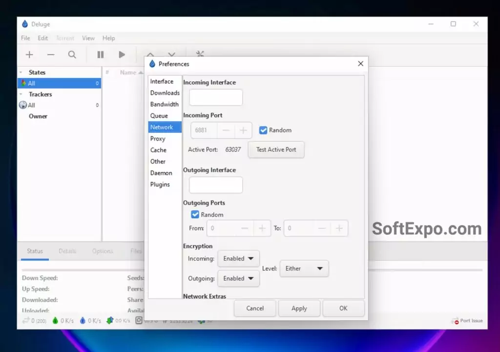 First-time setup involves a few key decisions. Port forwarding makes a dramatic difference in download speeds and connectivity to the swarm. While Deluge works without it, properly configuring your router to forward Deluge's listening port can double or triple your speeds. 