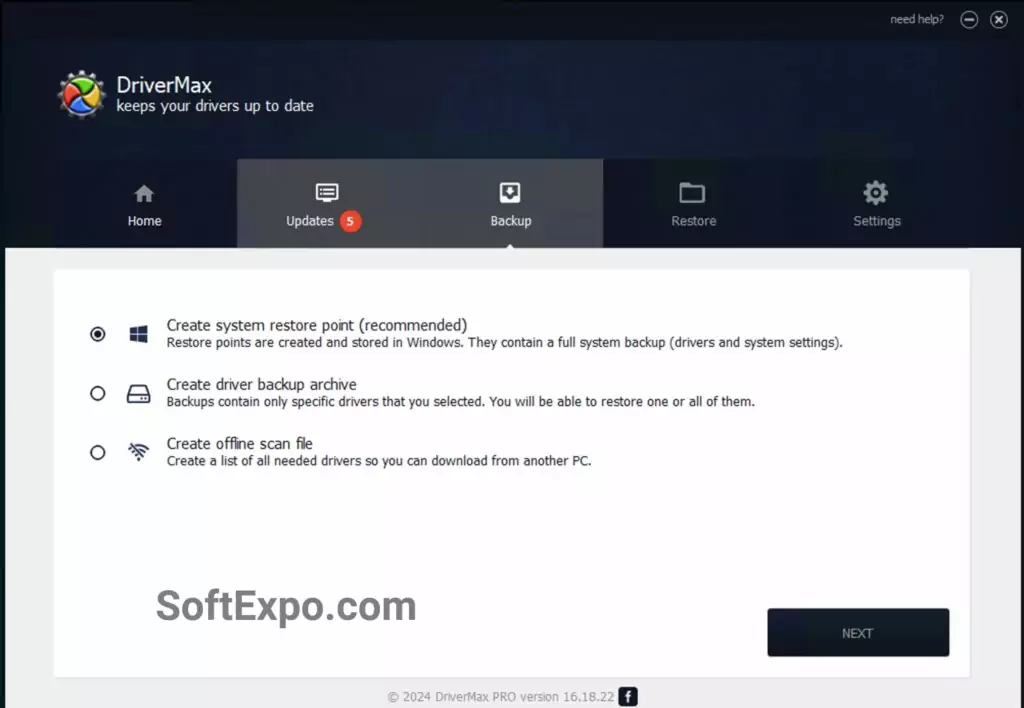 DriverMax Pro shows all available device driver backups with timestamps, letting you return to any previous state. You can even restore different drivers to different dates – perhaps keeping the latest graphics driver while rolling back a problematic audio driver.
