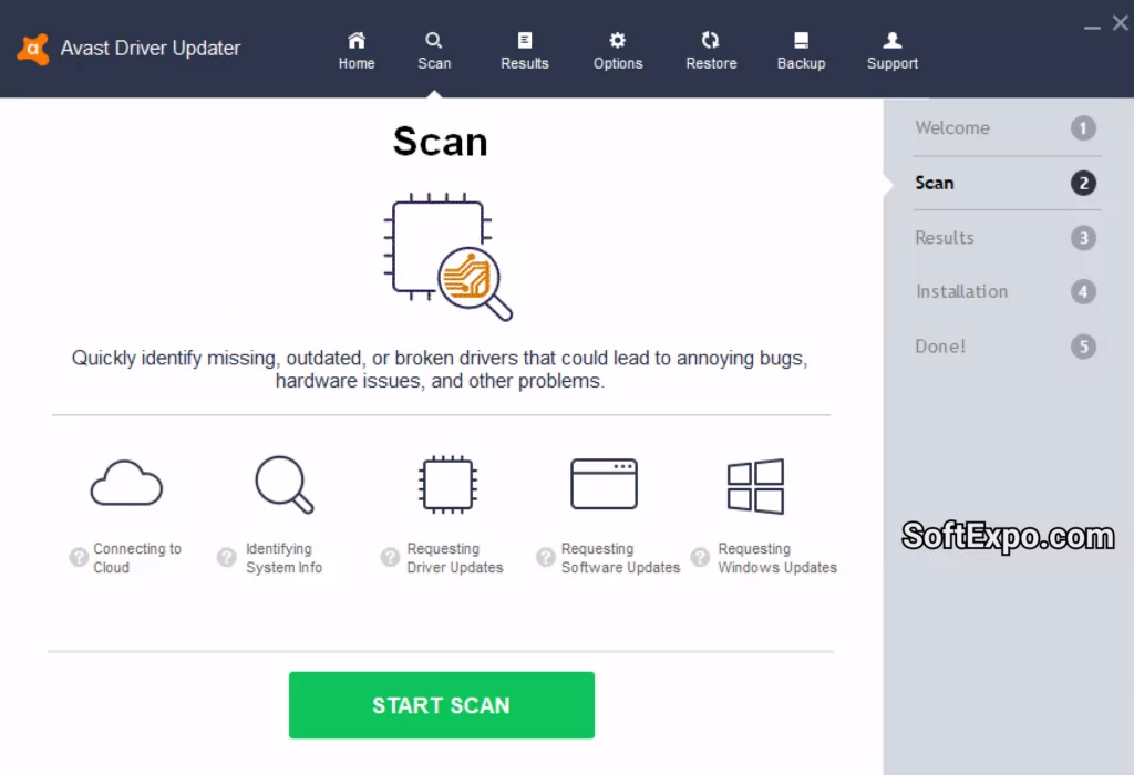 Avast Driver Updater start scan