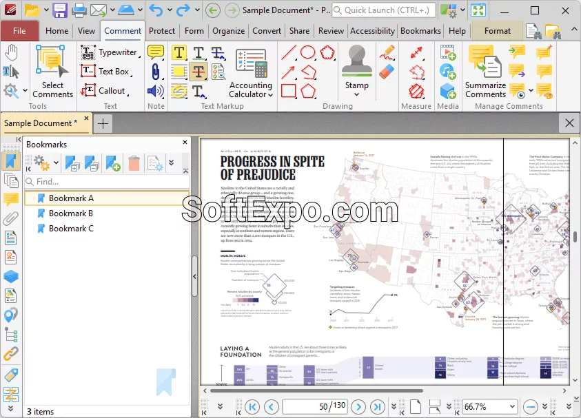Bookmarks creation in PDF XChange Editor Plus interface