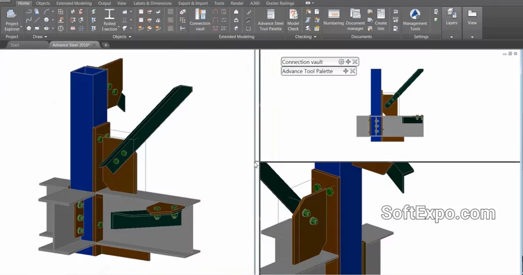 Autodesk Advance Steel working in main interface