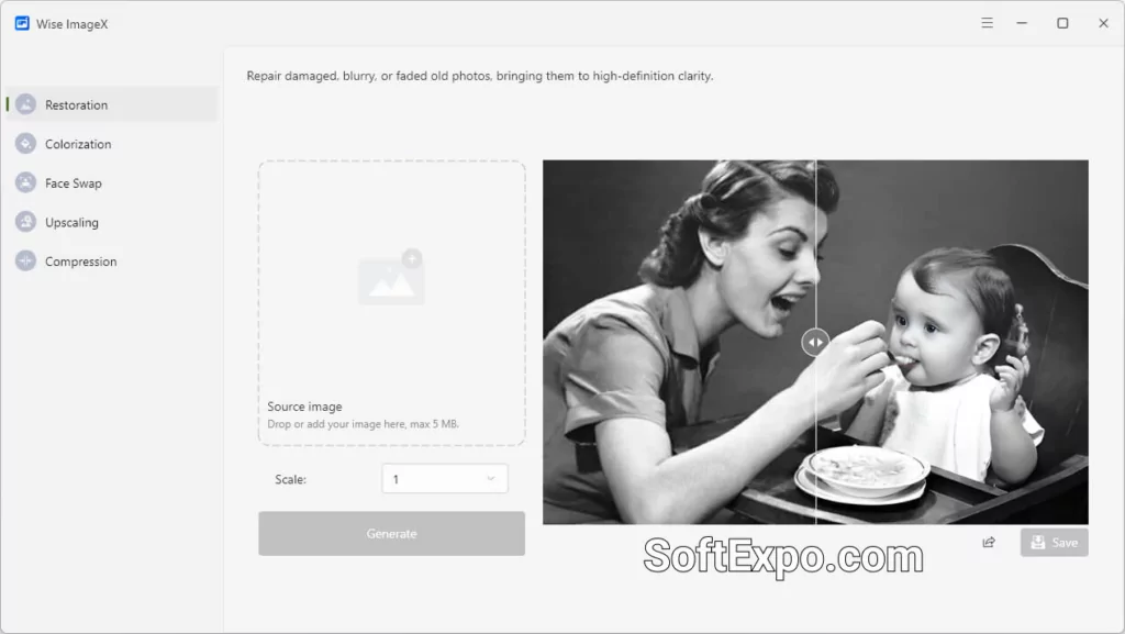Example of restoration process in Wise ImageX Pro interface