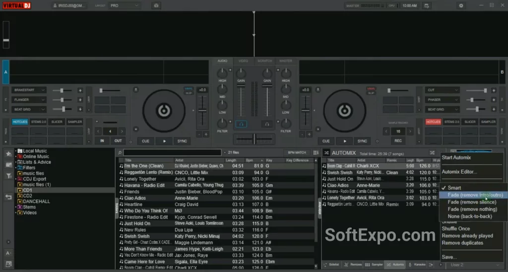 Creating a project in the main interface window of Virtual DJ