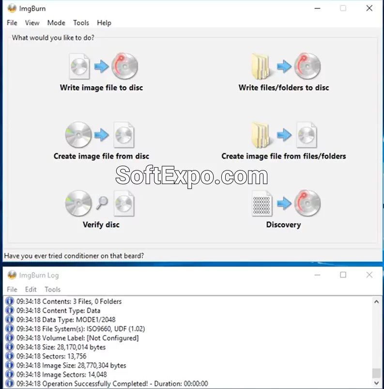 The main interface of ImgBurn