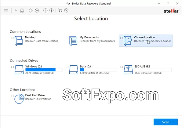 Stellar Data Recovery Choosing Location