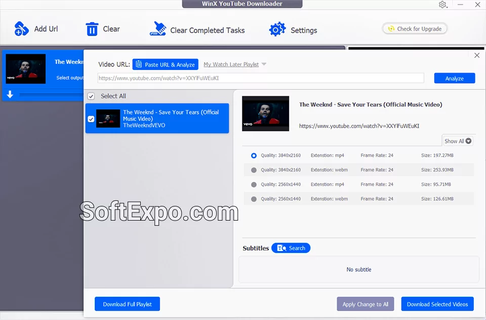 WinX YouTube Downloader Interface