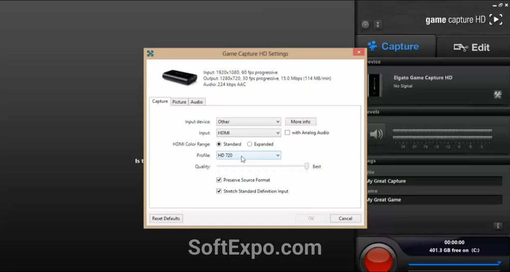 Elgato Game Capture HD Settings