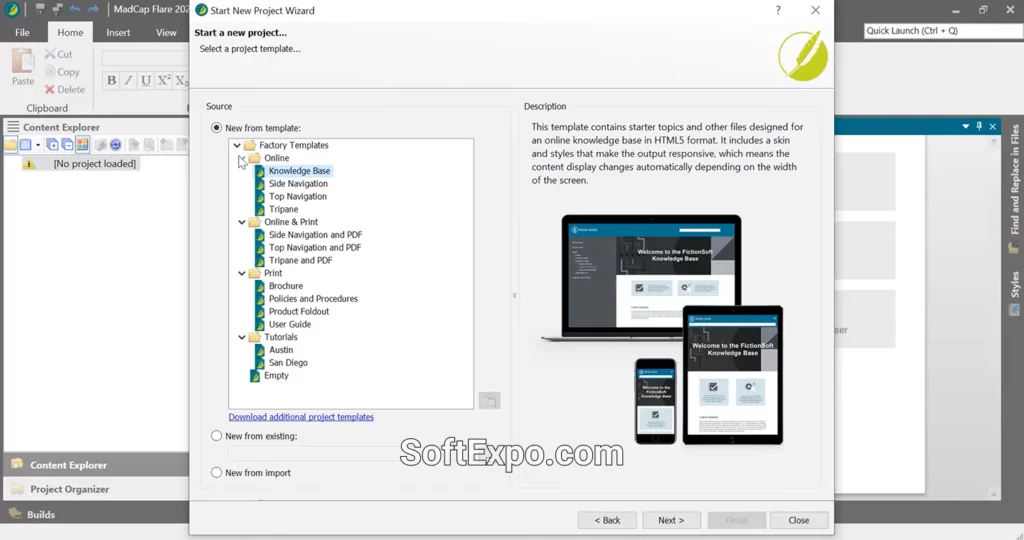 MadCap Flare Start New Project