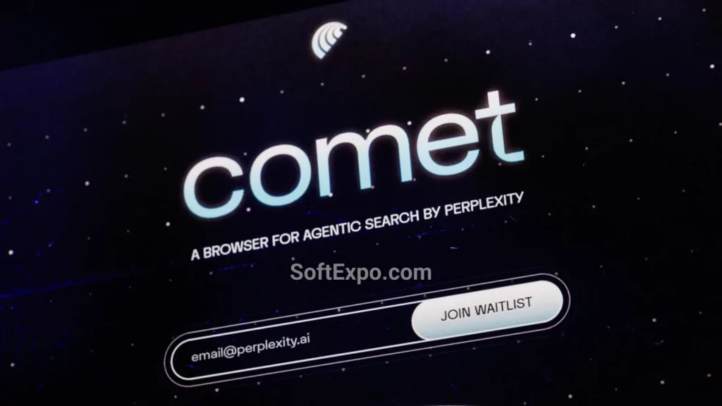 The logo for Perplexity's Comet browser with an option to Comet Browser Free Access