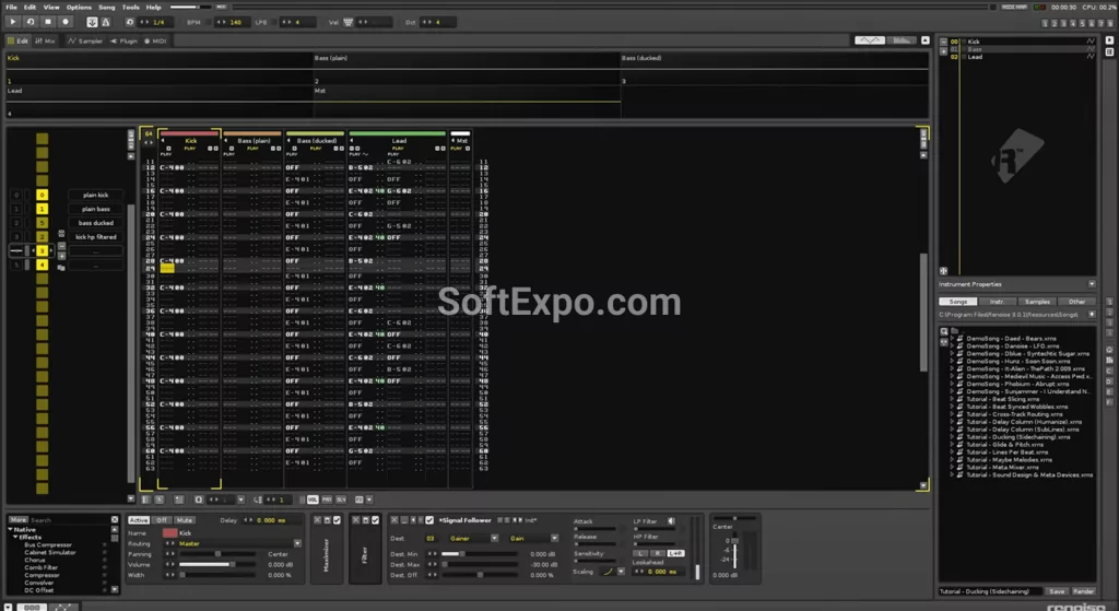 Renoise Sidechain ducking