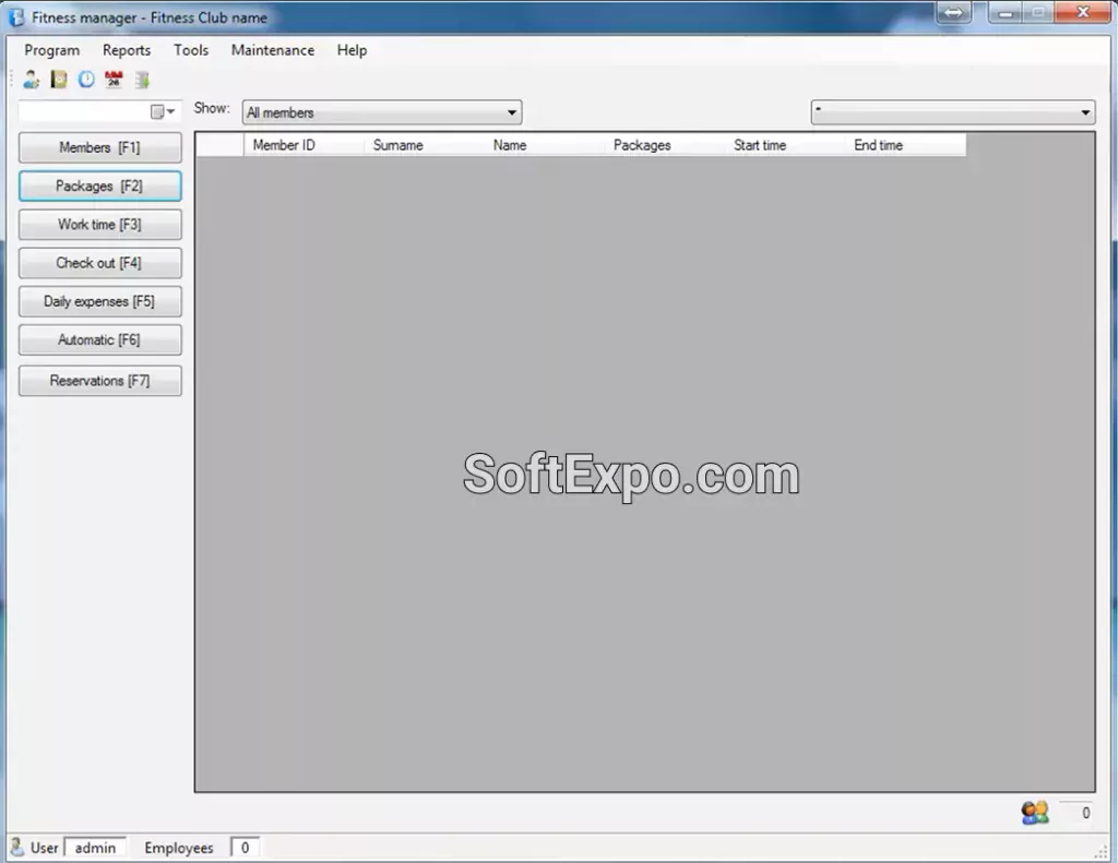 Fitness Manager Interface